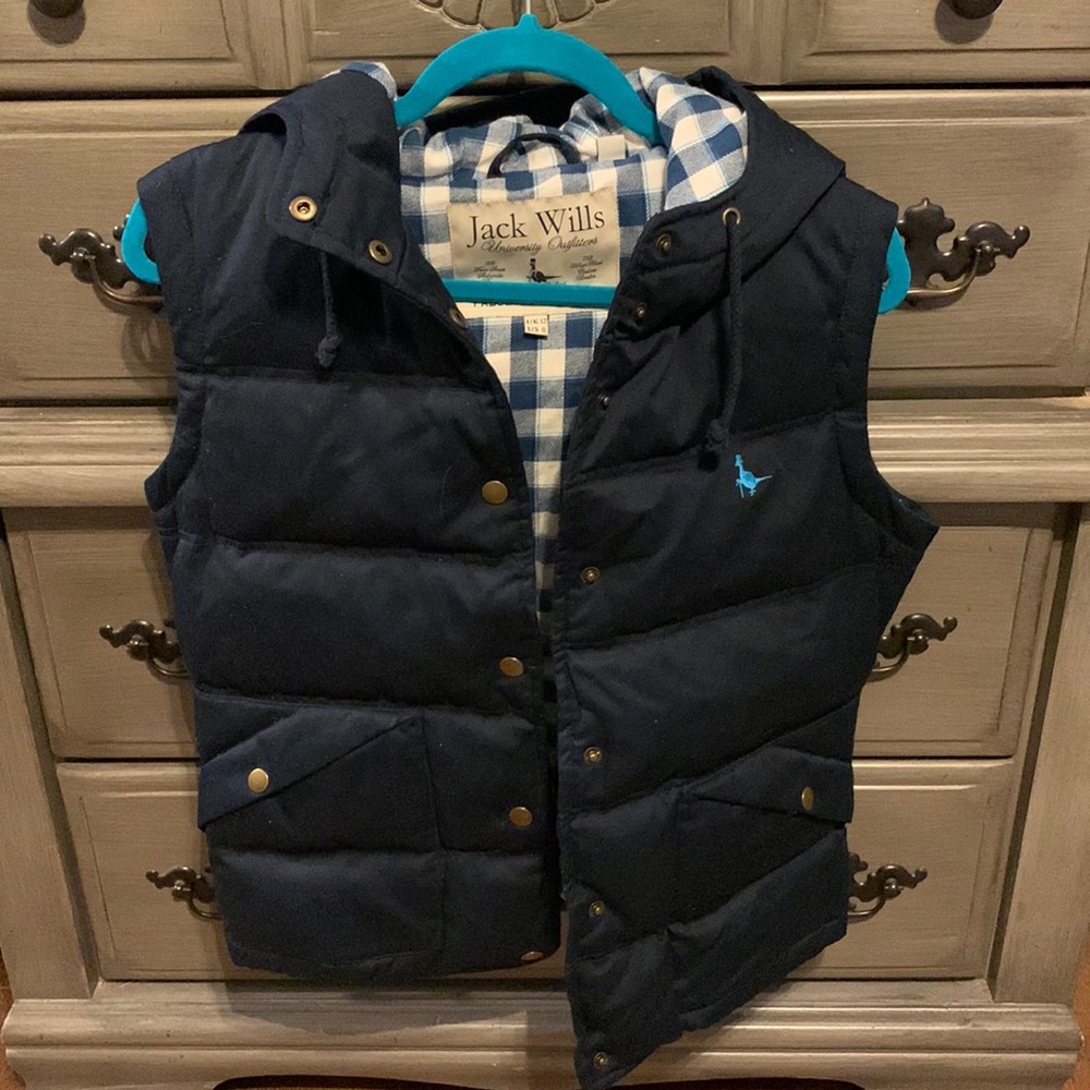 Jack Wills Navy Puffer Jacket with Hood size US 8/UK 12